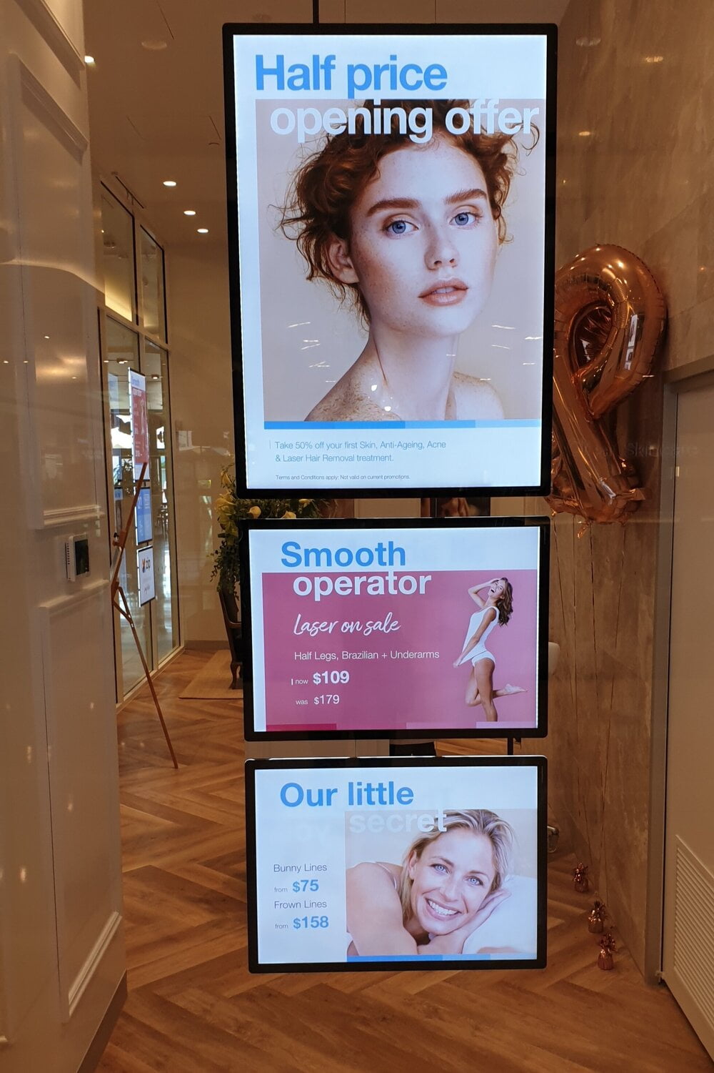Clear Skincare - LED WINDOW DISPLAYS FOR REAL ESTATE RETIAL AND TRAVEL AGENCIES - VitrineMedia.com.au